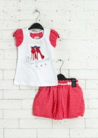 Комплект "Модные туфельки" футболка и юбочка для девочки, бело-розовый