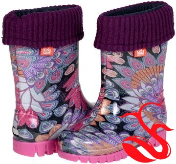 Резиновые сапожки для девочки TWISTER LUX PRINT "Павлин" DEMAR
